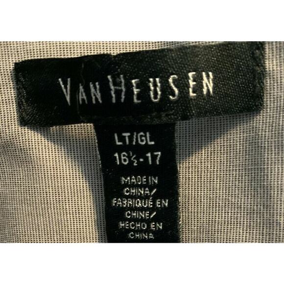 Van Heusen Windowpane Shirt Mens L Tall Short Sleeve Collared Button Up Preppy - Picture 3 of 4